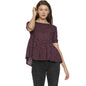 Campus Sutra Womens Maroon Polka Dot Print Top for Casual Wear | Crew Neck | Short Sleeve | Polyester Top Crafted with Regular