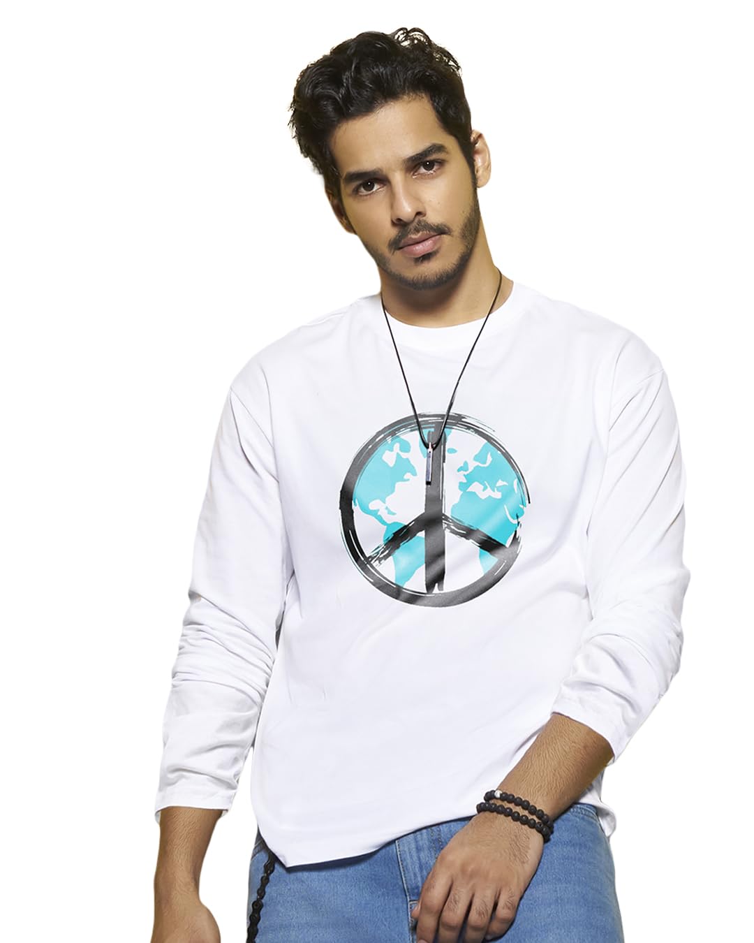 Bewakoof Mens Graphic Printed 100% Cotton T-Shirt - Regular Fit, Round Neck, Full Sleeves