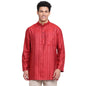 Fabindia Men Viscose Blend Dobby Short Kurta Red_L