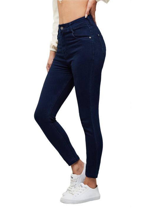 Dolce Crudo WomenS Skinny Fit High Rise Regular Length Stretchable Denim (Plus Size) Jeans (Doss19Den07-44-57-26, Dark Blue, 26)