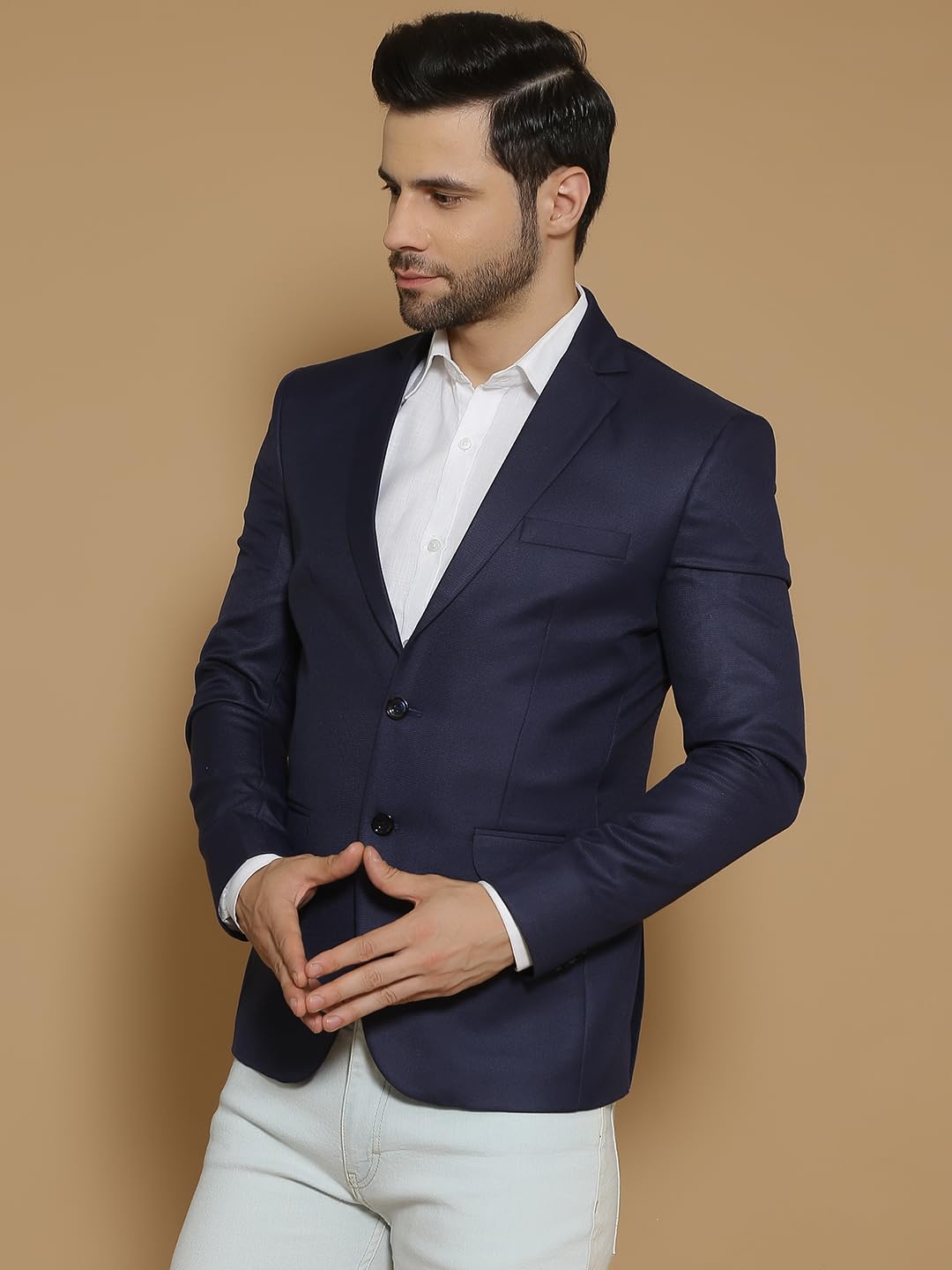 WINTAGE Mens Poly Viscose Blue Blazer-Blazer1545
