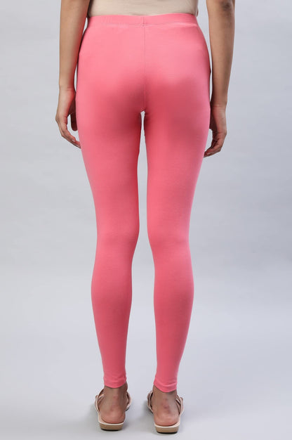 Aurelia Womens Pink Solid Cotton Blend Leggings