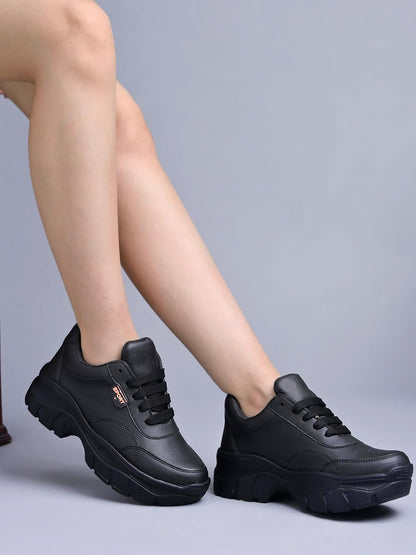 Shoetopia WomenS Flat Sneakers Black