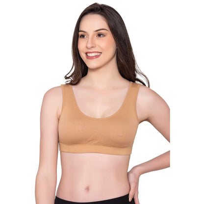 Bonjour Womens Wirefree Sports Bra|| Non Padded Cotton Full Coverage Bra for Gym, Workout,Yoga||Antimicrobial & Anti Bacterial