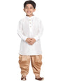 Vastramay Boys White Rose Gold Silk Blend Kurta Dhoti Set For Independence Day - Traditional Ethnic Wear