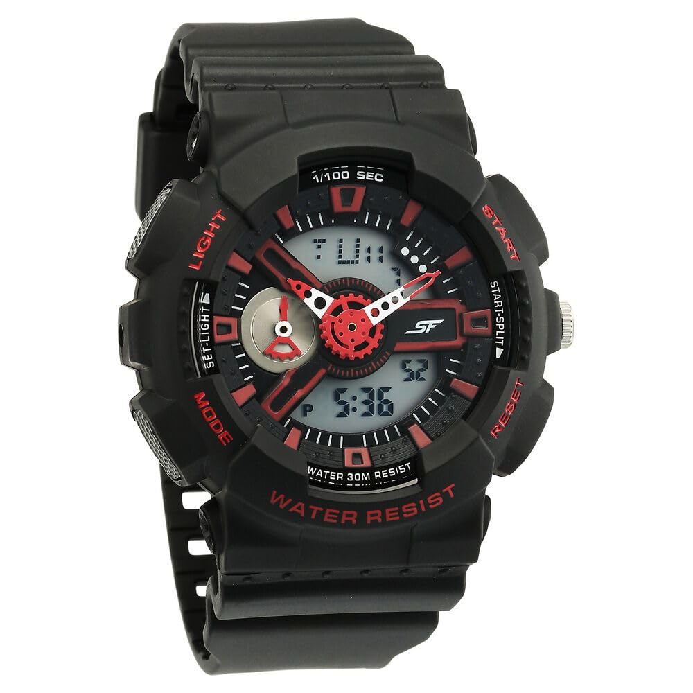 Sf Dreamer Series Quartz Digital Analog Digital Black Plastic Strap For Men-77132Pp03W, Black Colour, Strap