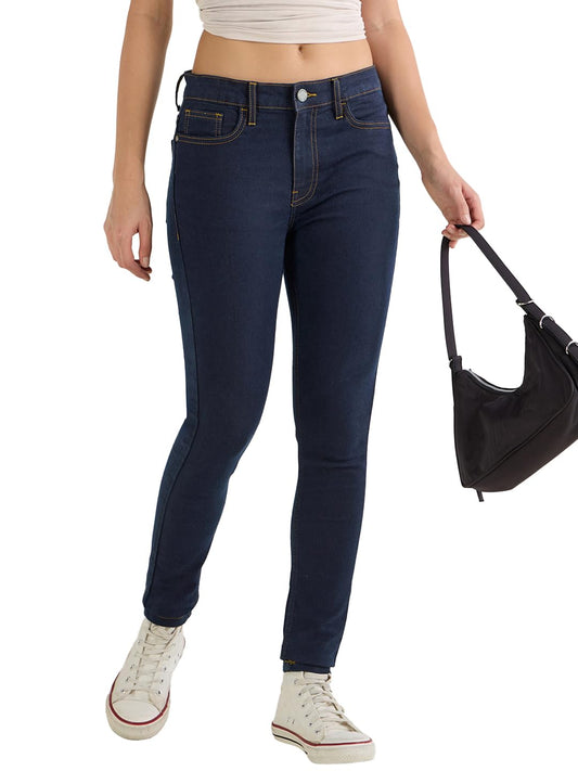Bewakoof Womens Solid Skinny Fit Polycotton Jeans_646019_Blue_28