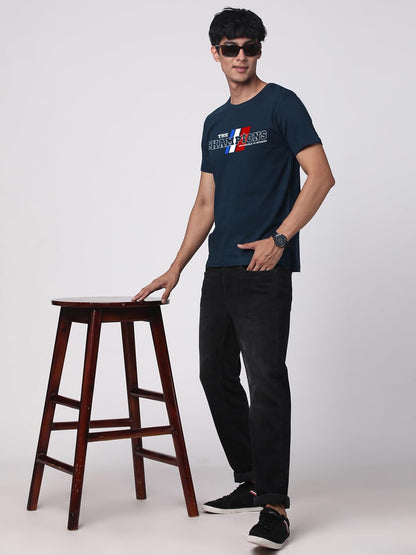 ADRO Men's Graphic Printed 100% Cotton T-Shirt - Regular Fit, Printed T-Shirts for Men (RN24-CMP-SB_Teal)