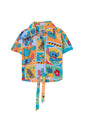 The Souled Store Lilo & Stitch: Pineapple Girls Short Sleeves Collared Neck Button Front Multicolour Printed Cotton Tops (2-8 Yr