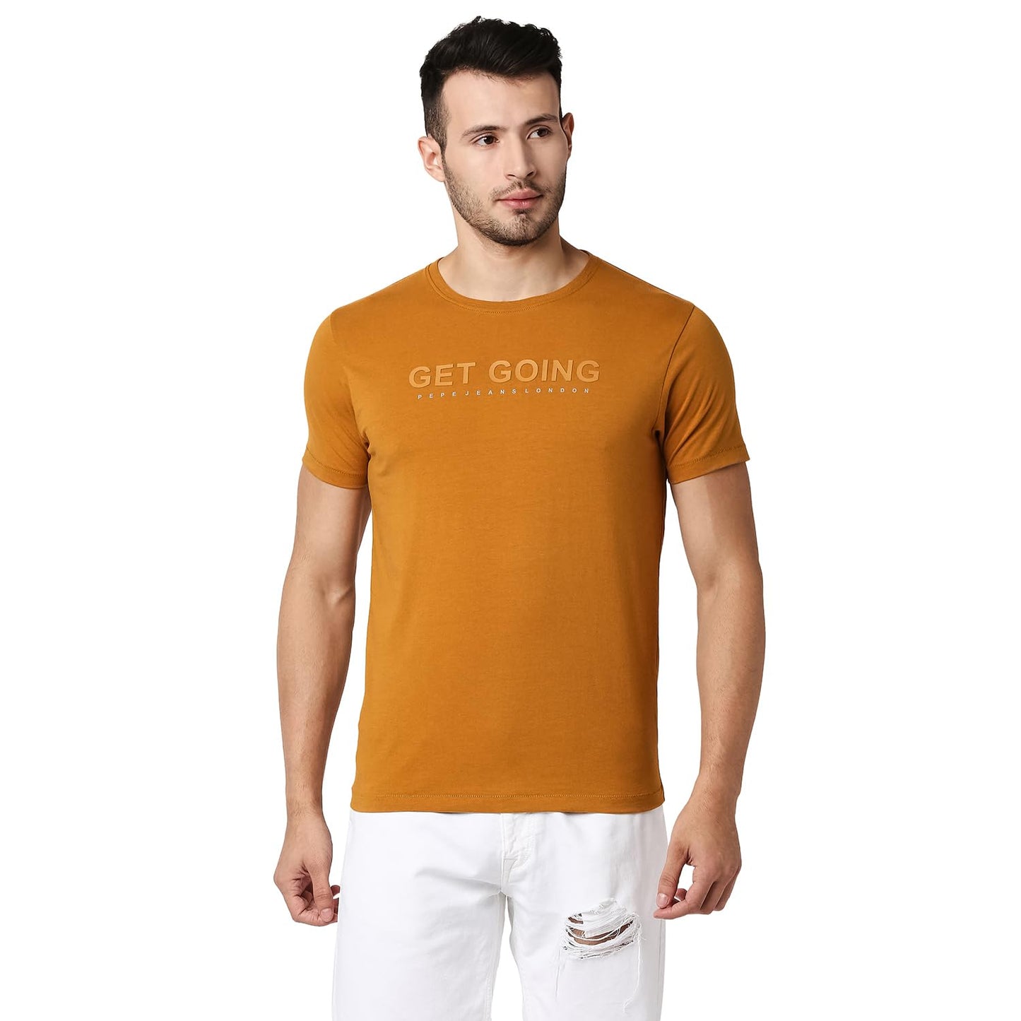 Pepe Jeans MenS Fitted T-Shirt (Pm508862_Mustard M)