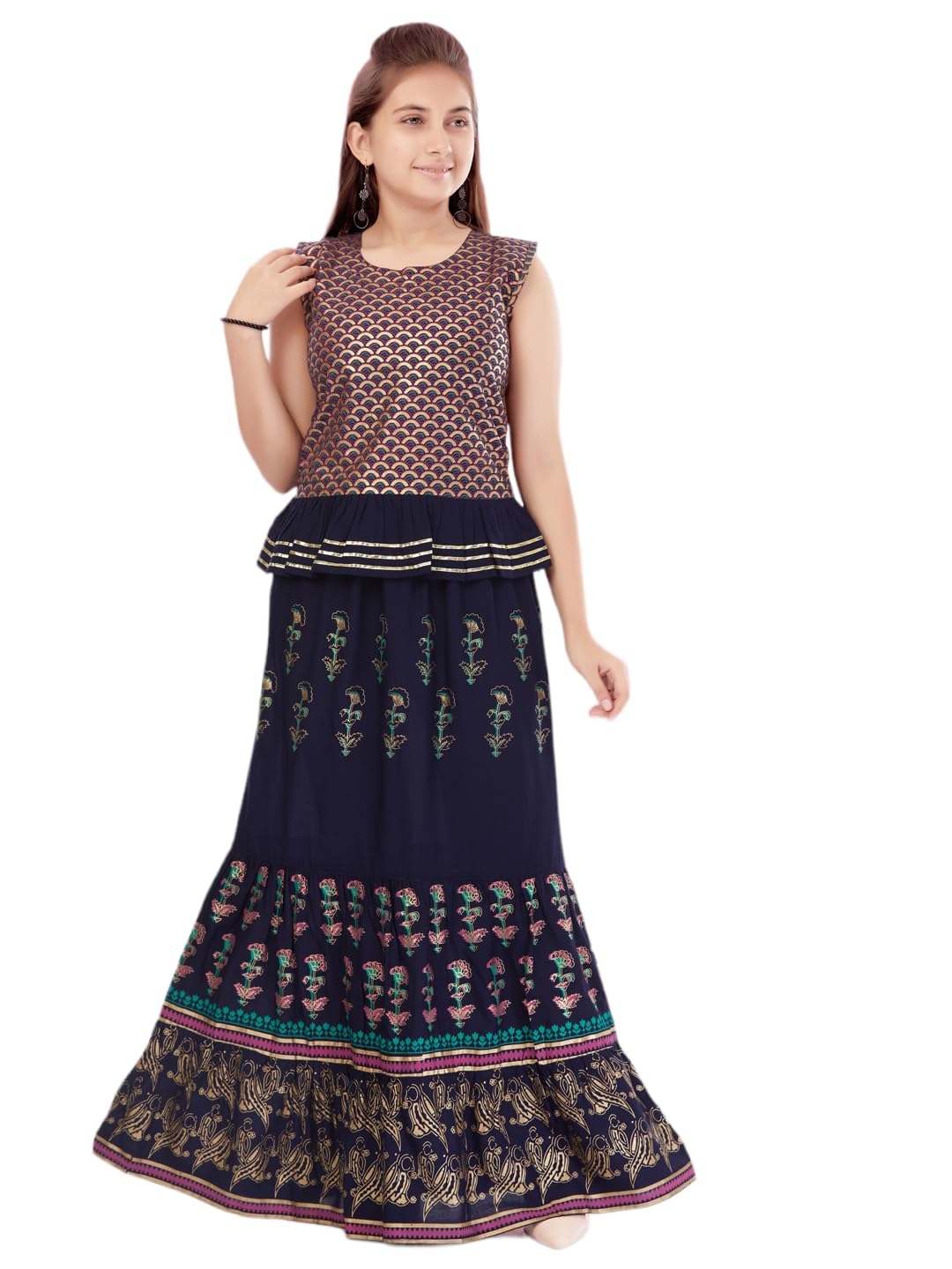 Aarika Girls Navy-Blue colour Lehenga Choli (SP-LCH-K-67-NAVY-BLUE-34)