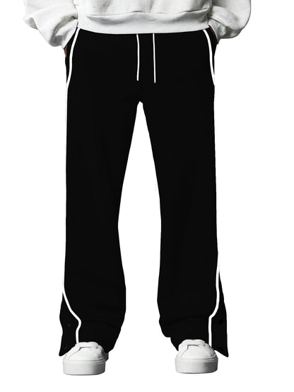 AVANOVA MansBlack Athletic Track Sweatpants Side Button Snap Closure Retro Sports Training Gym Running Workout Casual Street St