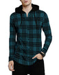 Noble Monk MenS Checkered Regular Fit Shirt (T599-Tmbl_Teal Melange Black