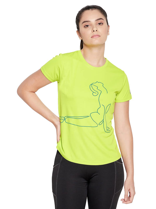 Clovia Womens Comfort Fit Activewear Short Sleeves Sports T-Shirt (AT0112B11_Green_S)