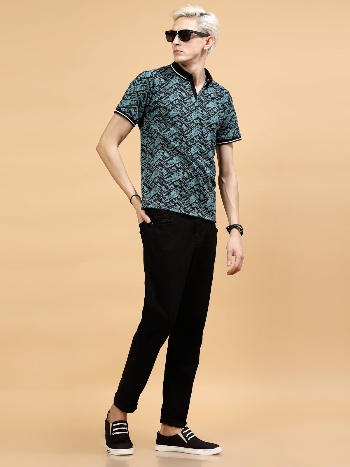 Rigo Half Sleeve Polo Neck T-Shirt for Men | Regular Fit, Solid Casual T-Shirts | Collar T-Shirts for Men Teal Green