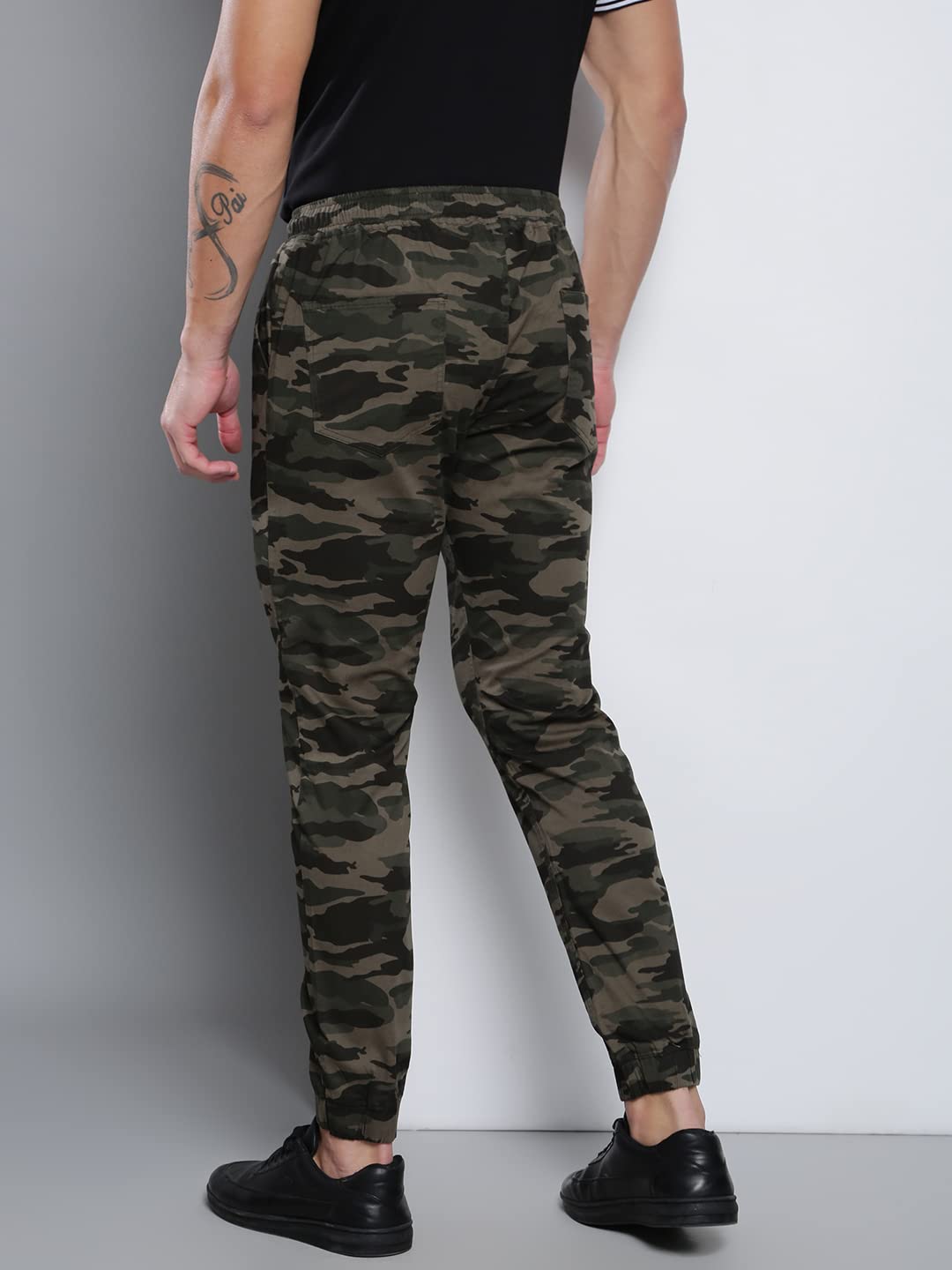Dennis Lingo Camouflage Print Cotton Mens Casual Drawstring Joggers, Straight Fit, Mid Rise, Ankle Length Athletic Track Pants,