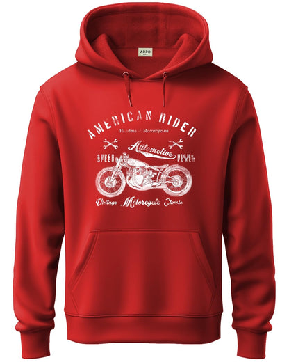 ADRO Mens Cotton Blend Neck Hooded Sweatshirt (H24-AME-RD_Red