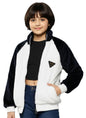 Aarika Girls White-Navy Blue Colour Solid Fur Jacket-(12-15 Years)-(NEW_JK-W-AD-03-WHITE-NAVY-BLUE-38)