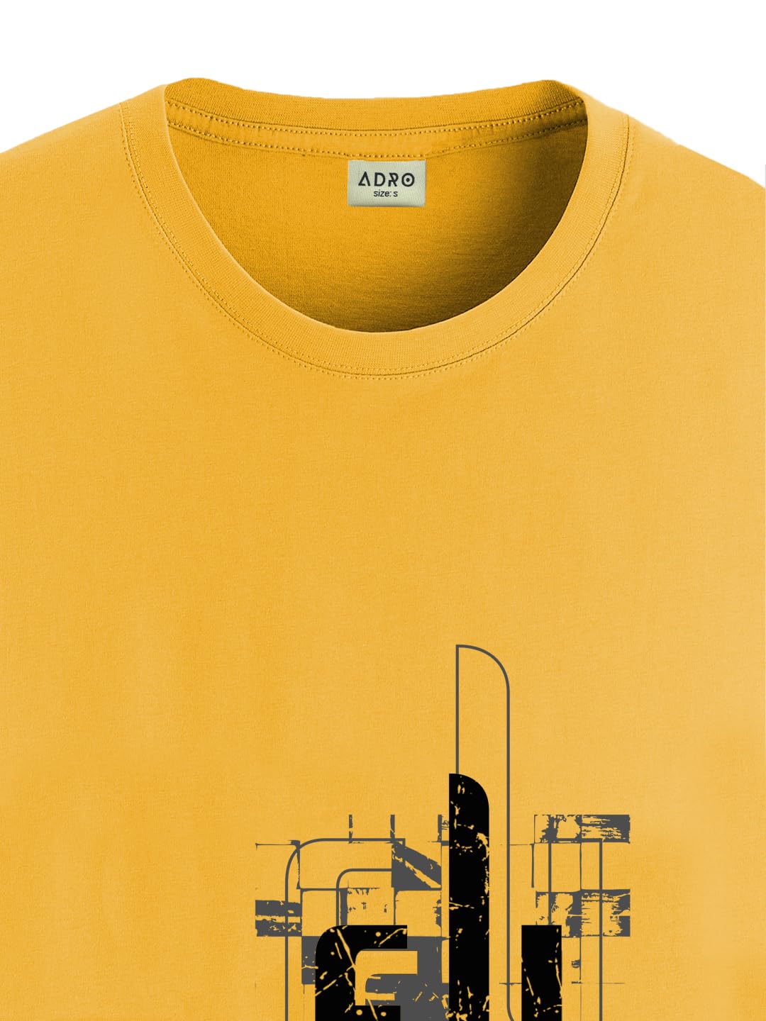 ADRO Men's Graphic Printed 100% Cotton T-Shirt - Regular Fit, Printed T-Shirts for Men (RN24-FTR-MU_Mustard)