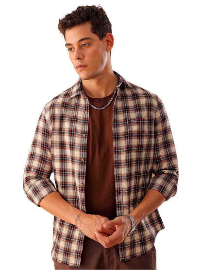 The Indian Garage Co Mens Slim Fit Shirt (1223-SHBCYD-08-01_Cream