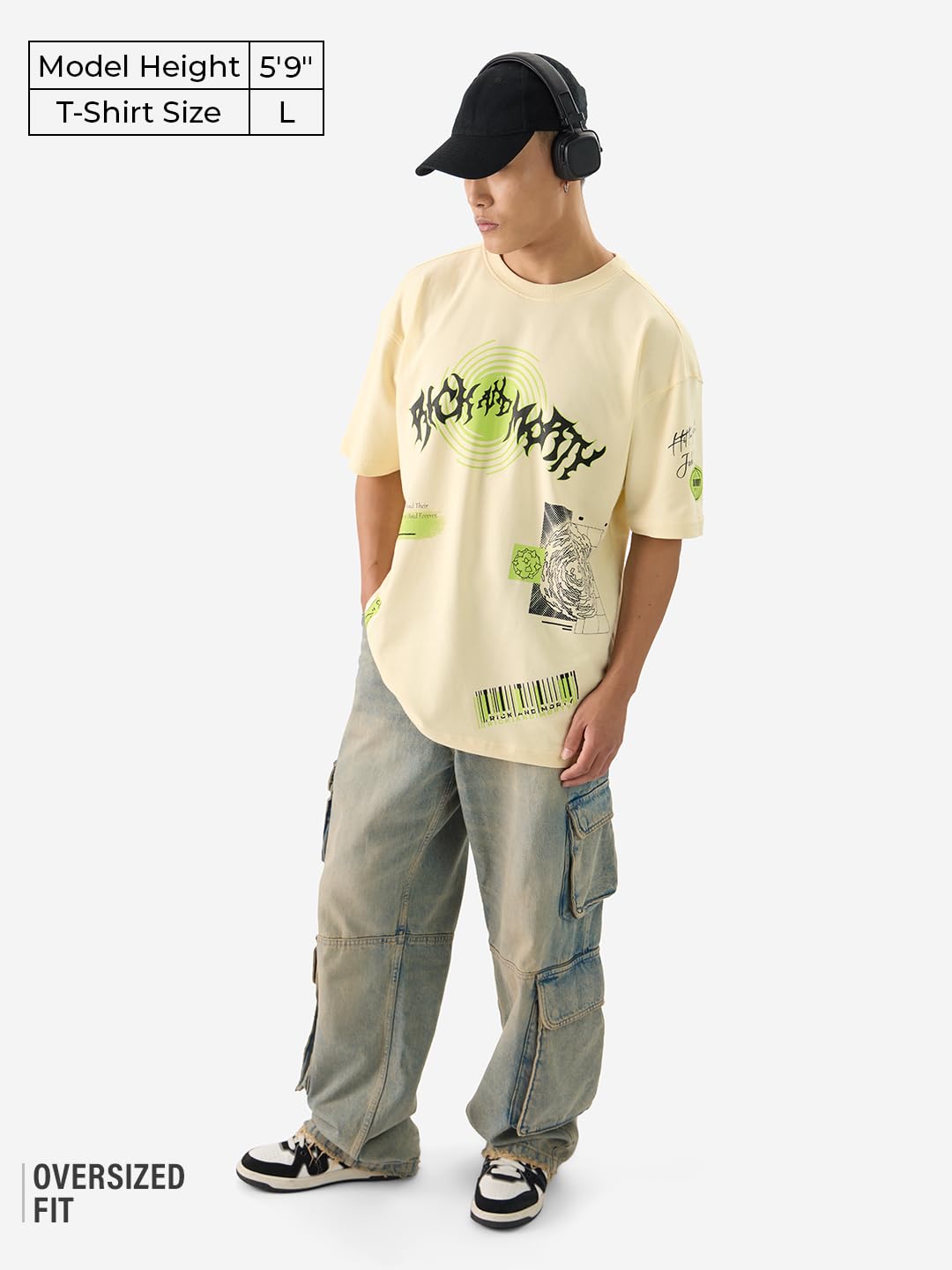 The Souled Store Official Rick & Morty: Interdimensional Men and Boys Short Sleeve Round Neck Yellow Graphic Printed Cotton Over