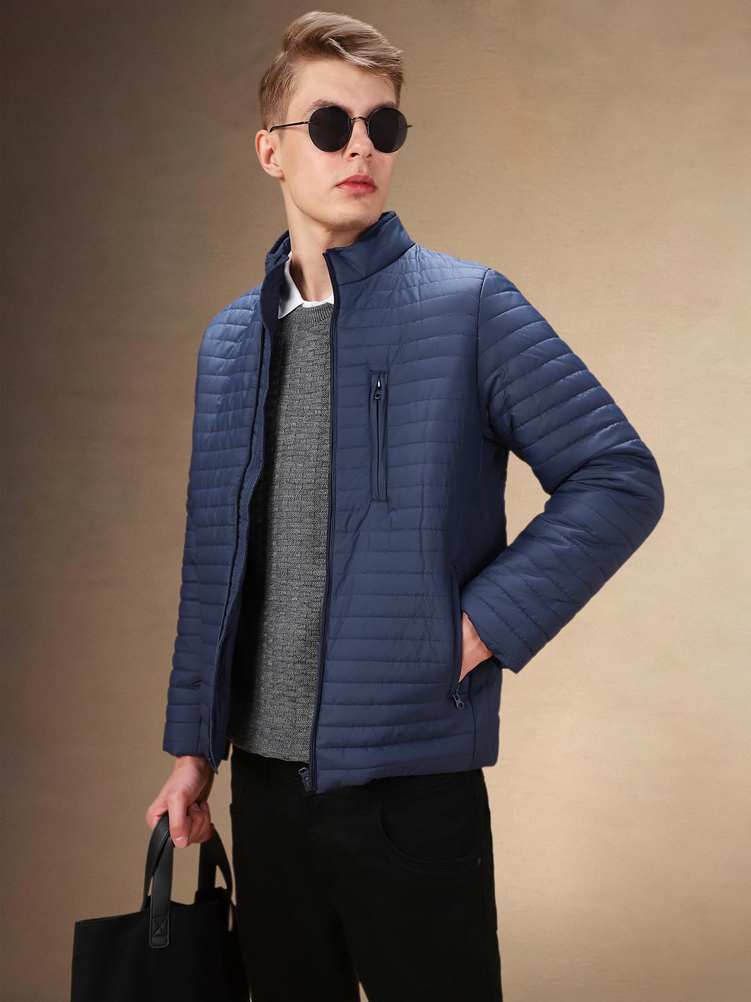 Dennis Lingo Men Solid Polyester Regular Fit Full Sleeves Puffer Jacket