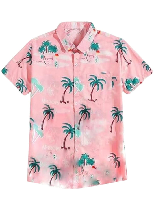 Leriya Fashion MenS Printed Regular Fit Shirt Pink