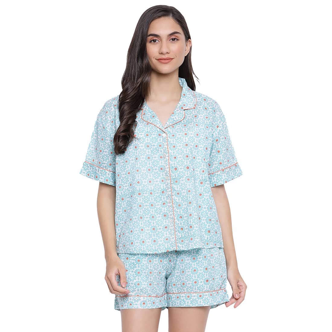 Fabindia Women Cotton Printed Set Blue_Xl