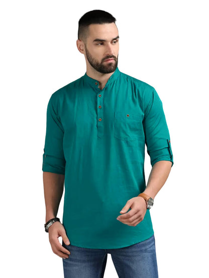 Deemoon MenS Regular Fit Solid Spread Collar Casual Shirt With A Trendy Mandarin Collar Crafted From A Premium Cotton Blend Ram