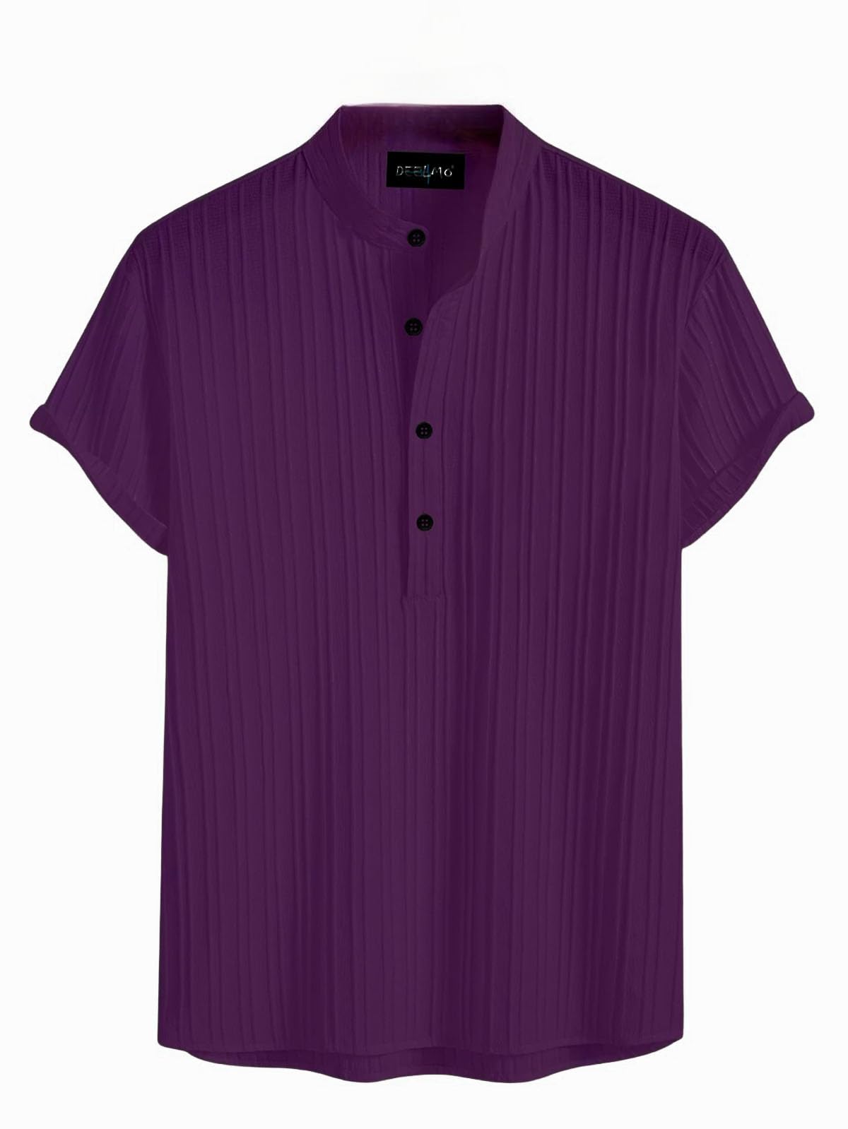 Deelmo MenS Polyster Kurta With Mandarin Collar, Half Placket Buttons, Front Pocket | Half Sleeves | Soft & Breathable Fabric P