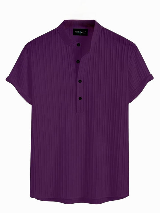 Deelmo MenS Polyster Kurta With Mandarin Collar, Half Placket Buttons, Front Pocket | Half Sleeves | Soft & Breathable Fabric P