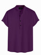 Deelmo MenS Polyster Kurta With Mandarin Collar, Half Placket Buttons, Front Pocket | Half Sleeves | Soft & Breathable Fabric P