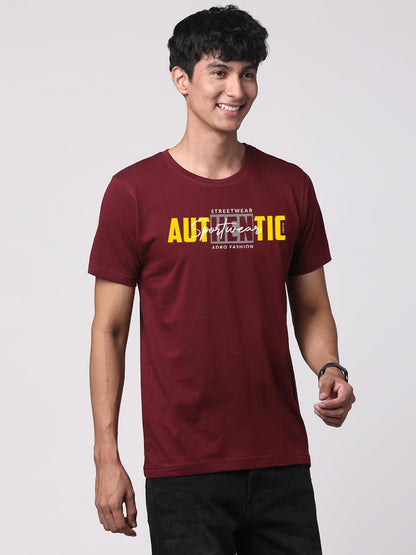 ADRO Men's Graphic Printed 100% Cotton T-Shirt - Regular Fit, Printed T-Shirts for Men (RN24-SPT-MR_Maroon)