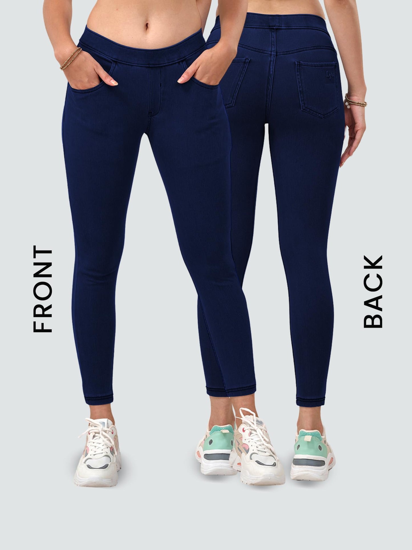 Lyra WomenS Solid Mid Rise | Rich Cotton Knitted Fabric | Regular Length | Pack Of 1 Indigo Blue