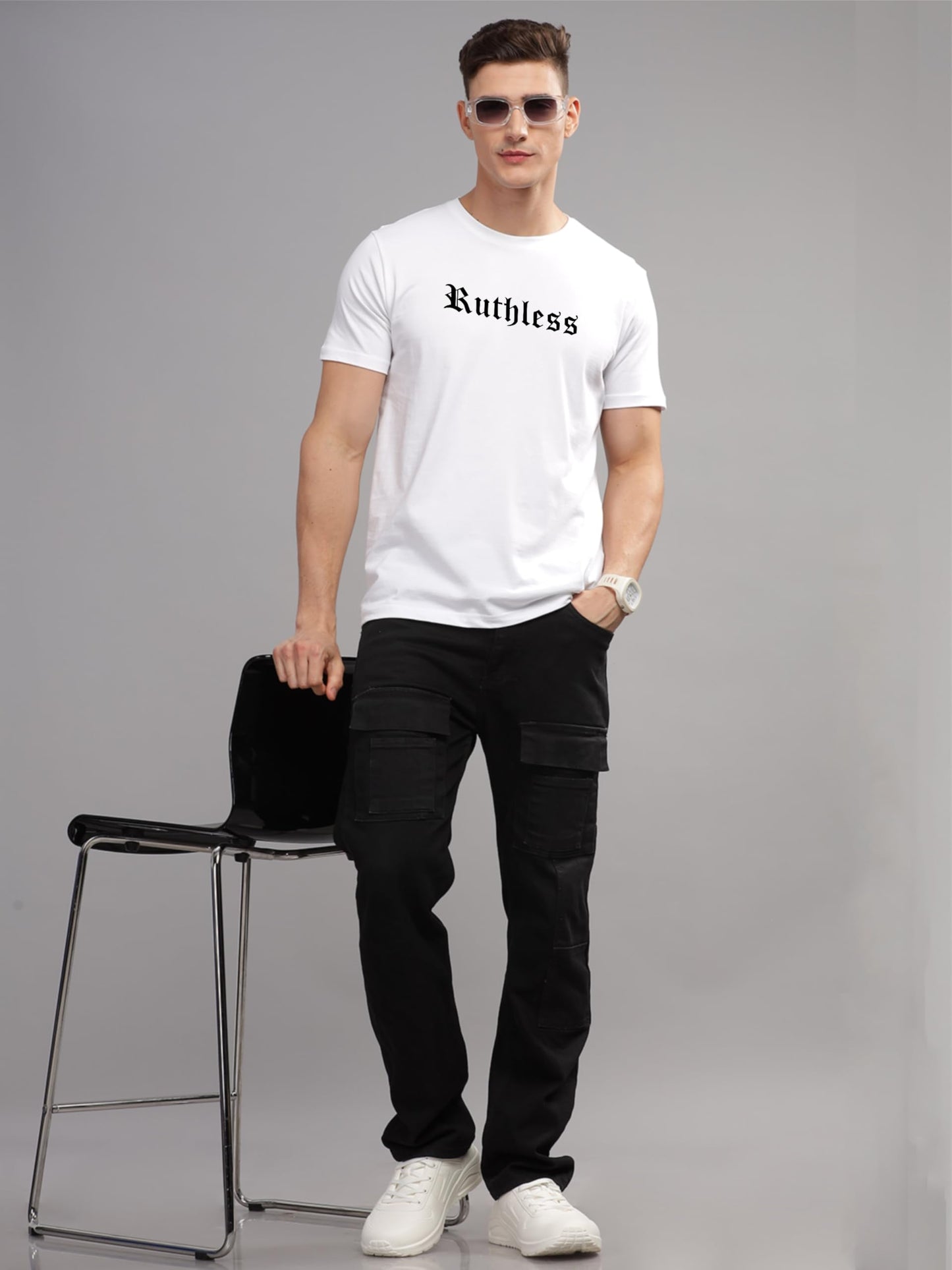 ADRO Mens Printed T Shirt - Premium Cotton Graphic Printed Tshirt - White T-Shirt - RN24-RUTH-WH