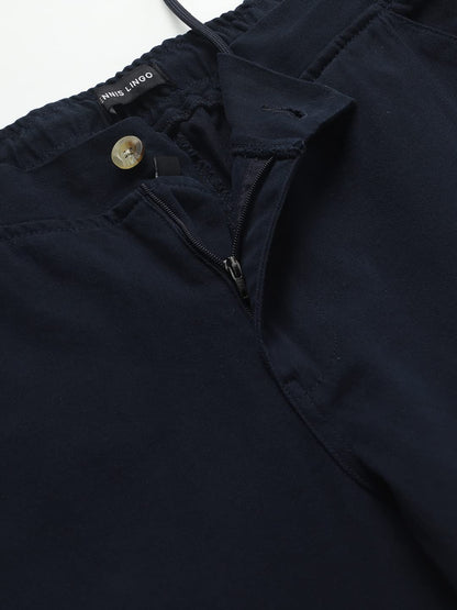 Dennis Lingo Slim Fit Solid Navy Chino for Men