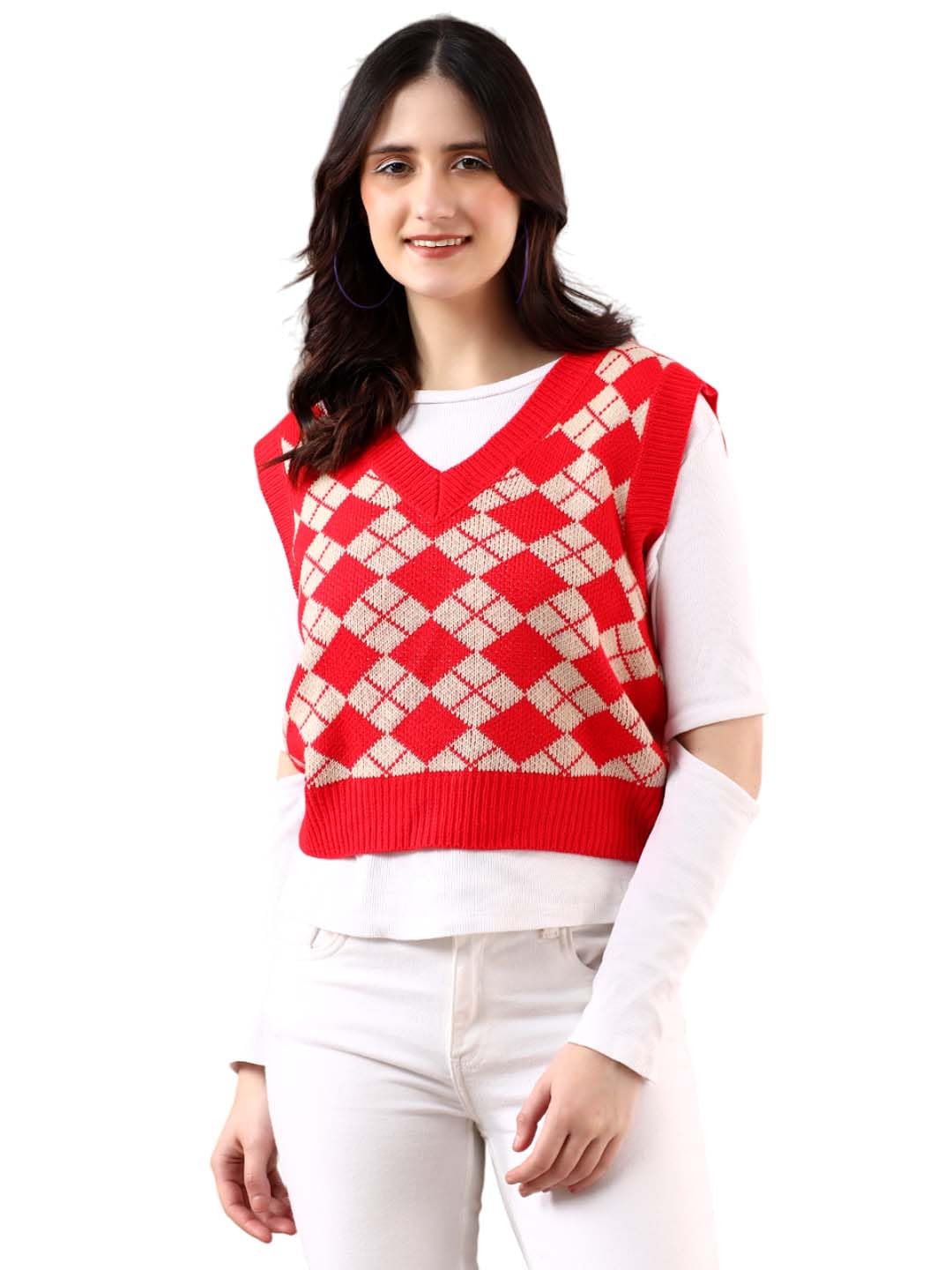 Kotty WomenS Trendy Sleeveless Sweater Vests  Perfect For Layering And Smart-Casual Outfits(Multicolored,L)