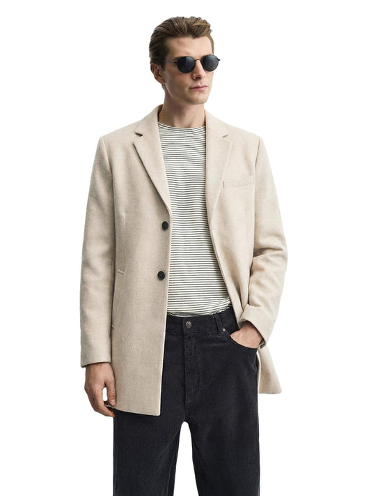 The Indian Garage Co Mens Regular Solid Notch Collar Long Sleeves Trench Coat Sweater