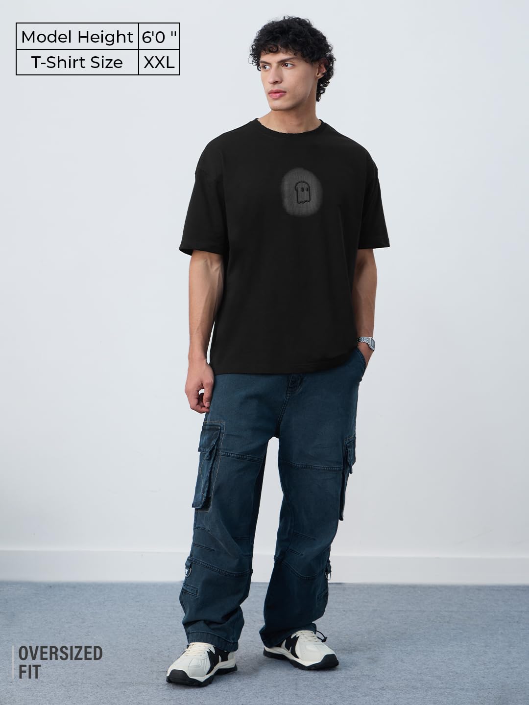The Souled Store Grunge T-Shirt: Dark Soul Men and Boys Short Sleeves Round Neck Black Embroidered Lightweight Comfortable All-S