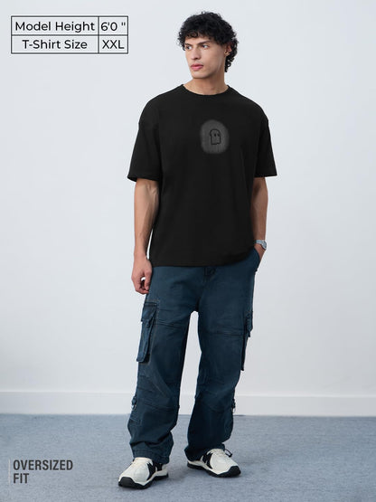 The Souled Store Grunge T-Shirt: Dark Soul Men and Boys Short Sleeves Round Neck Black Embroidered Lightweight Comfortable All-S