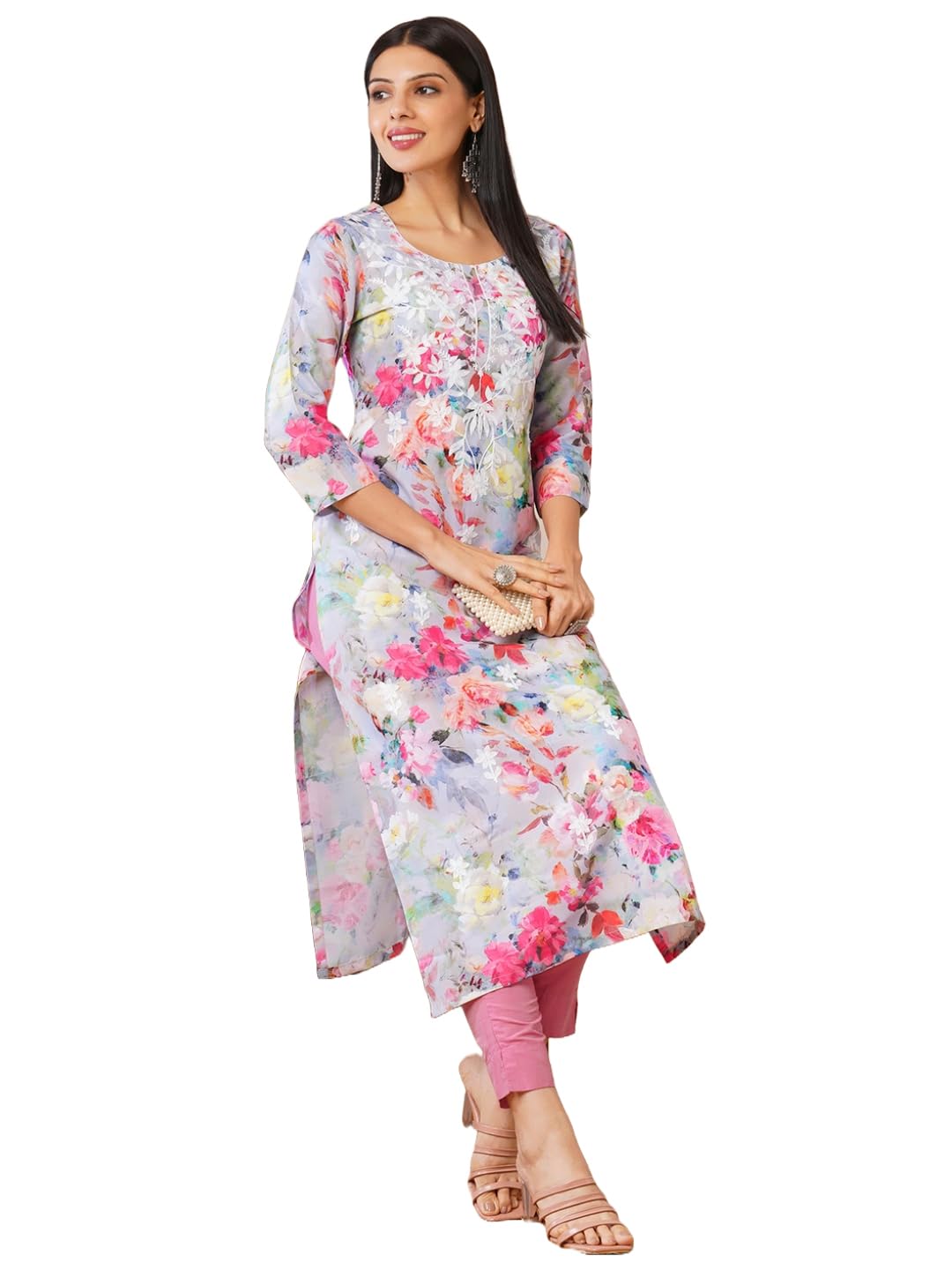 ANNI DESIGNER Women's Cotton Blend Straight Printed Kurta