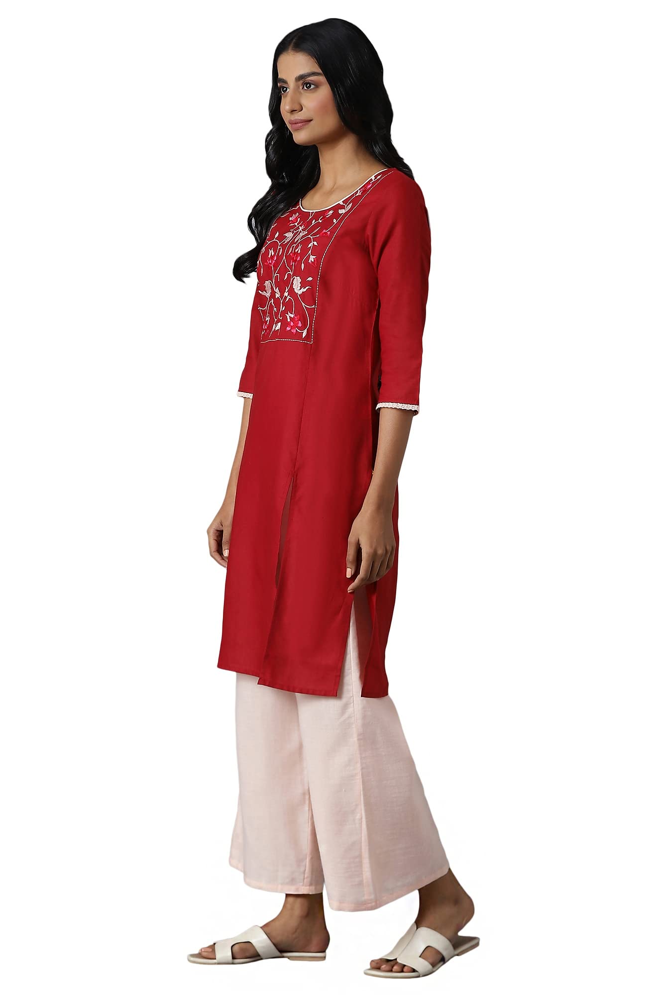 Aurelia Women's Cotton Blend Solid Straight Kurta & Palazzo