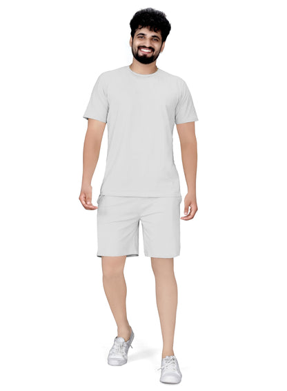 ELLITI Cotton Blend Casual Round Neck Half Sleeve Oversized Co-ord Set Mens, Pyjama Set, Sleepwear Loungewear T-Shirt and Short