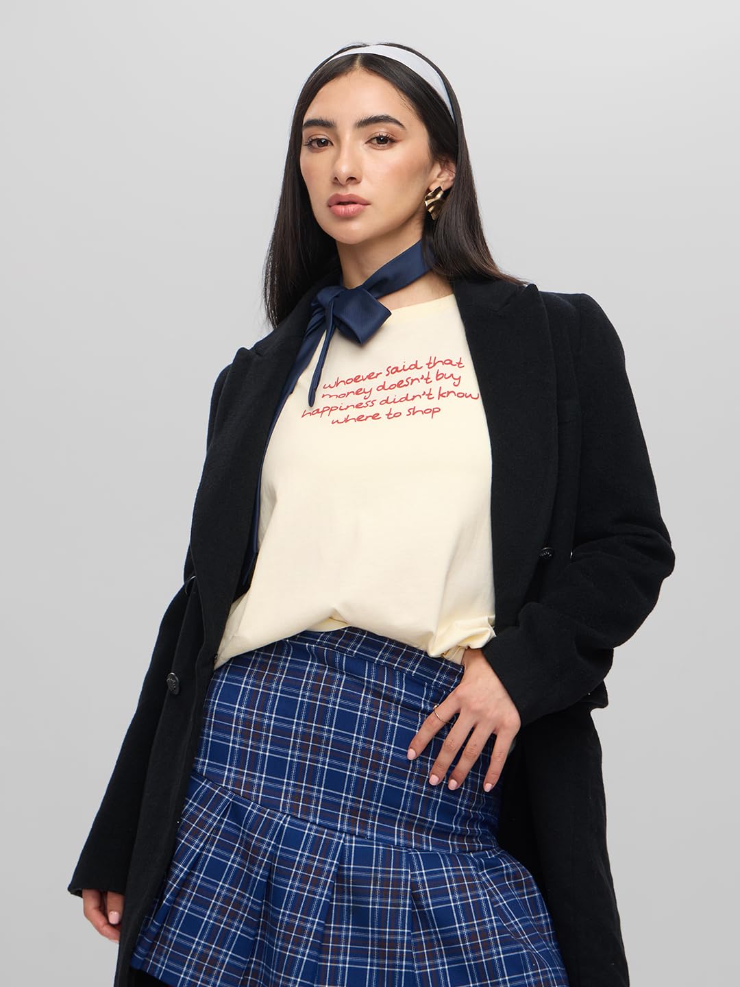 The Souled Store Gossip Girl: Doodle Women and Girls Short Sleeves Round Neck Off White Graphic Printed Cotton Oversized T-Shirt