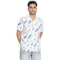 Turtle Men 100% Rayon White Printed Slim Fit Casual Shirt