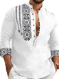 Deemoon MenS Cotton Blend Mandarin Collar Self One Design Full Sleeve Casual Short Kurta White