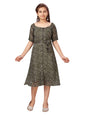 Aarika Girl's Cotton Fit and Flare Below The Knee Dress (MD-A-22525_Green_32)