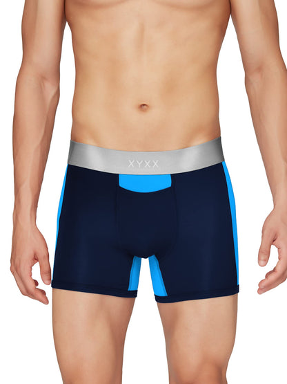 XYXX Mens Underwear Illuminati IntelliSoft Antimicrobial Micro Modal Trunk Pack of 3 (Black Iris & Tango Red ; Black Iris & Bri