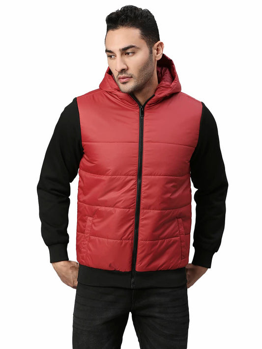 Dennis Lingo Polyester Regular Fit Full Sleeves MenS Color Block Hooded Puffer Jacket With 2 Pockets - Lightweight Casual Winte