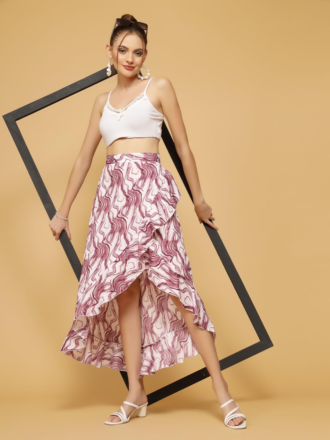 OOMPH! Long Skirts for Women Pink - msk075